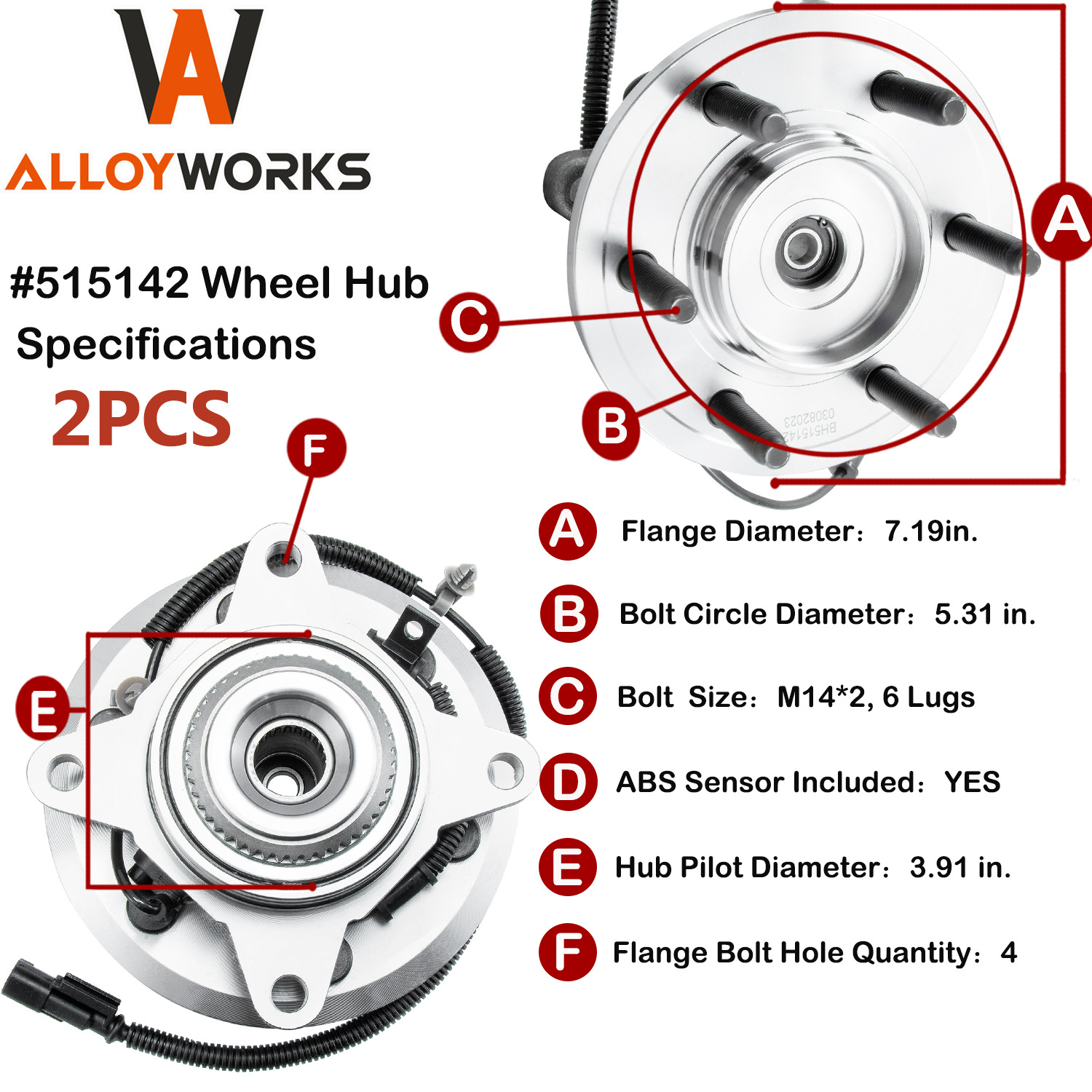 2x Front Wheel Hub Bearing Fits Ford F-150 Expedition Lincoln Navigator 5.0L