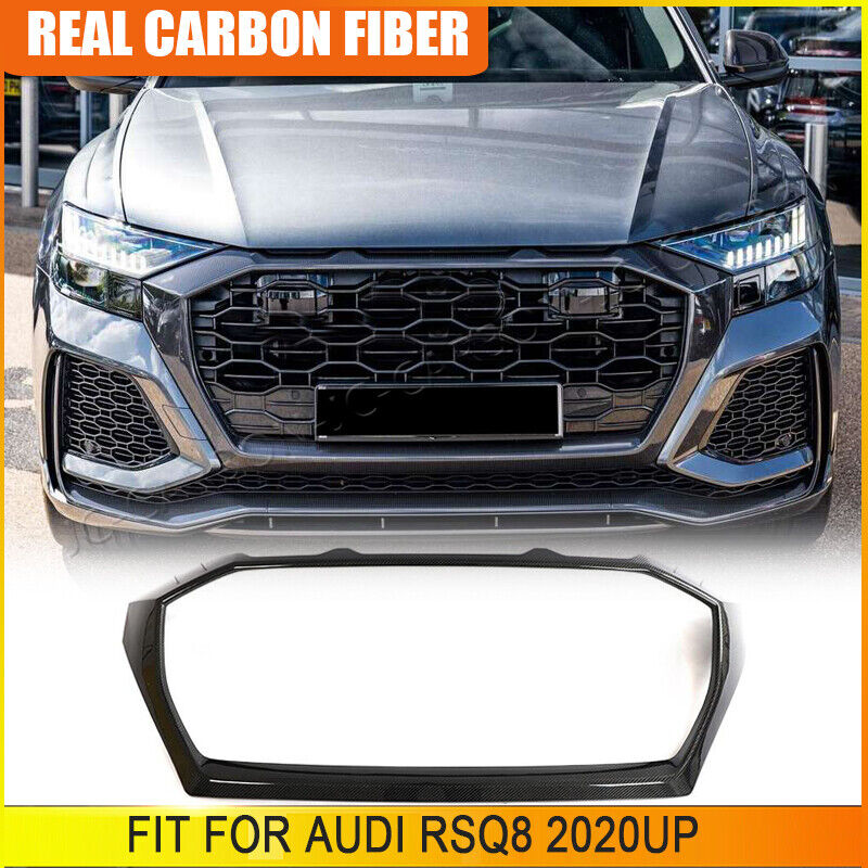 For Audi RSQ8 RS Q8 2020-2023 REAL Carbon Front Bumper Grille Bumper Grill Cover