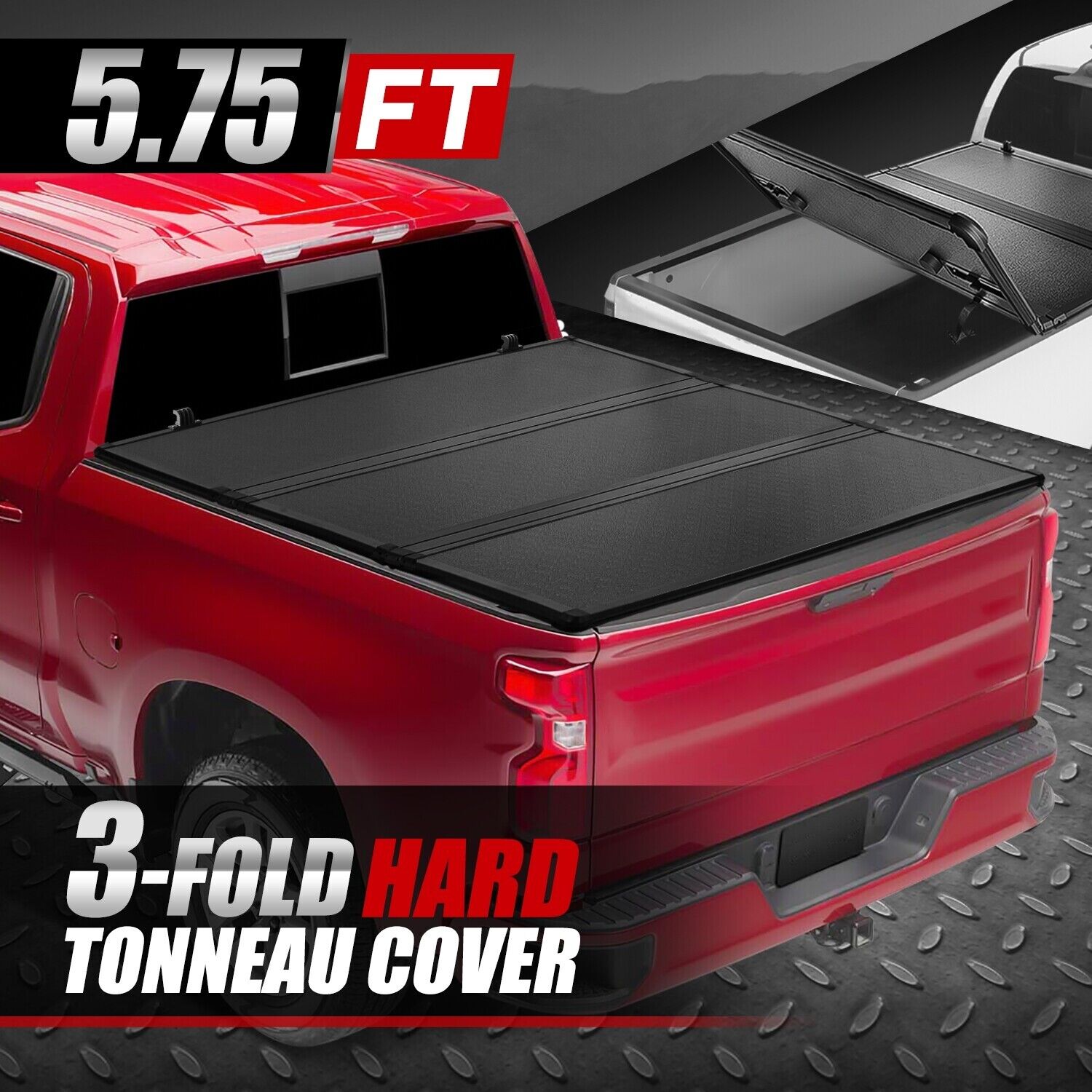For 07-18 Silverado Sierra 1500 5.5Ft Bed FRP Hard Solid Tri-Fold Tonneau Cover