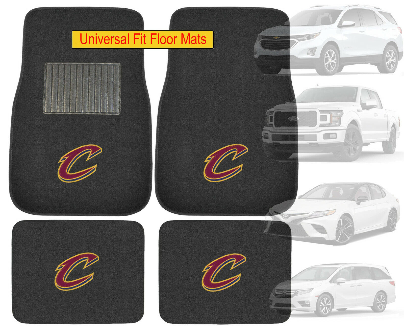 4PC NBA Cleveland Cavaliers Car Truck Black All Weather Carpet Floor Mats Set