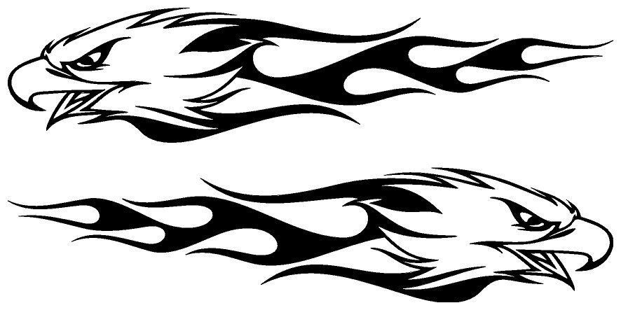2 Eagle Flame Vinyl Decals Truck, Motorcycle Tank, Car Decals A102