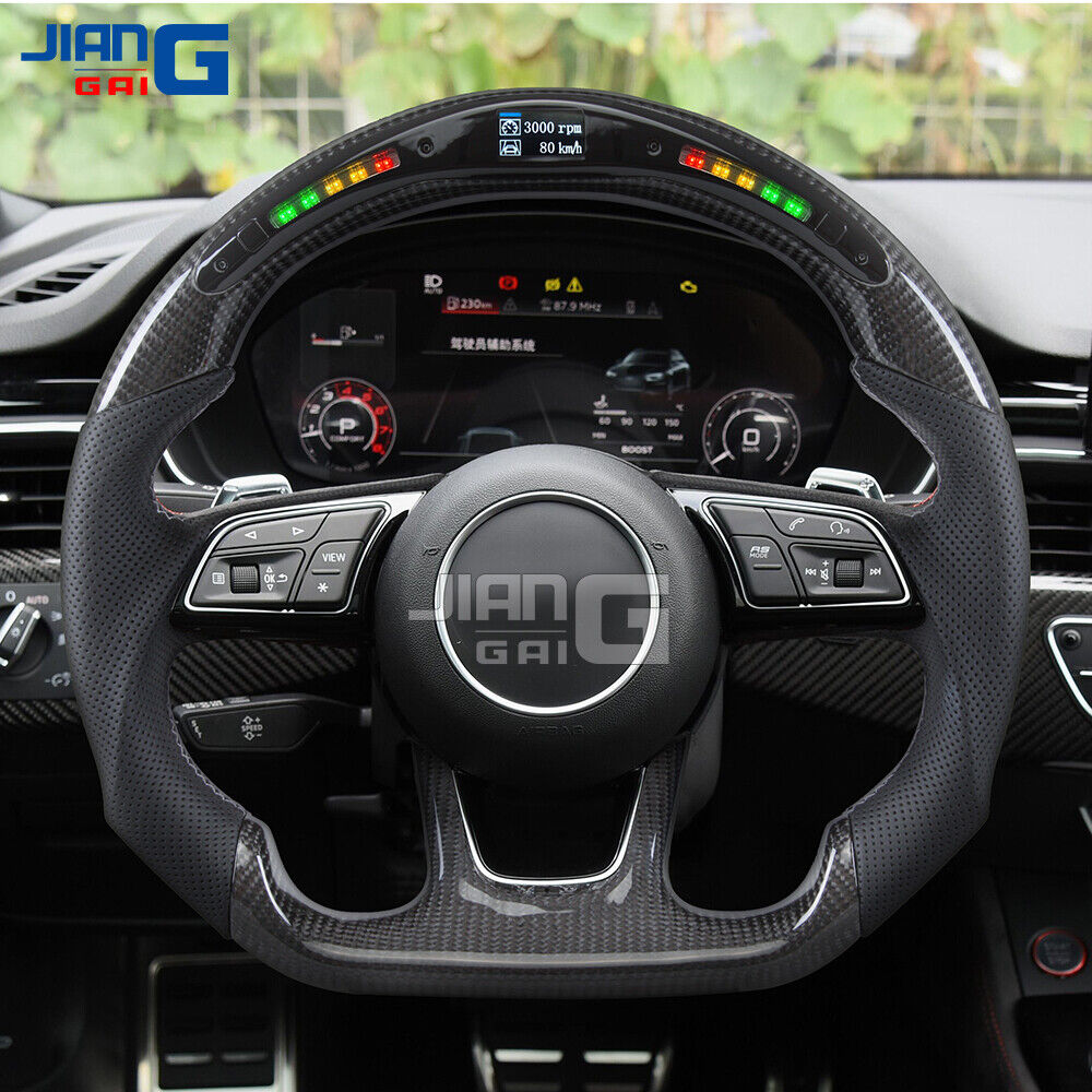 Carbon Fiber Flat LED Steering Wheel Fit 2016+ Audi S3 S4 S5 RS3 RS4 RS5 RS6