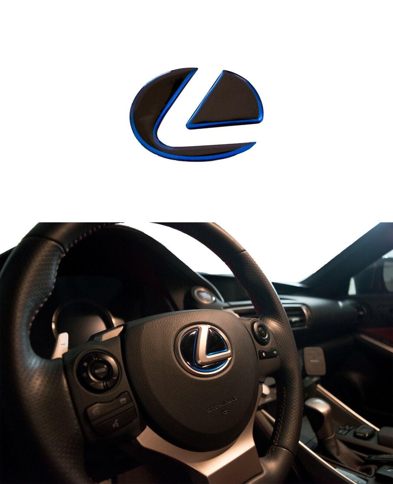 Lexus IS F Sport GS ES RX NX Blue Black Steering Wheel Emblem Decal Sticker 