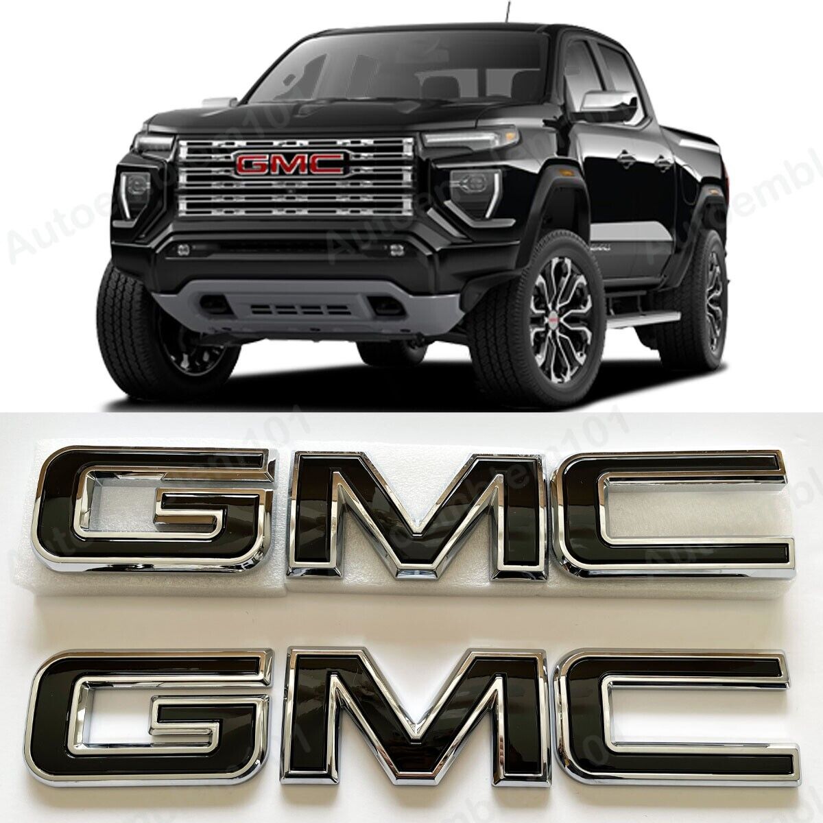 NEW Front & Rear Emblems Chrome Black Fit 2023-2024 GMC Canyon 86539814
