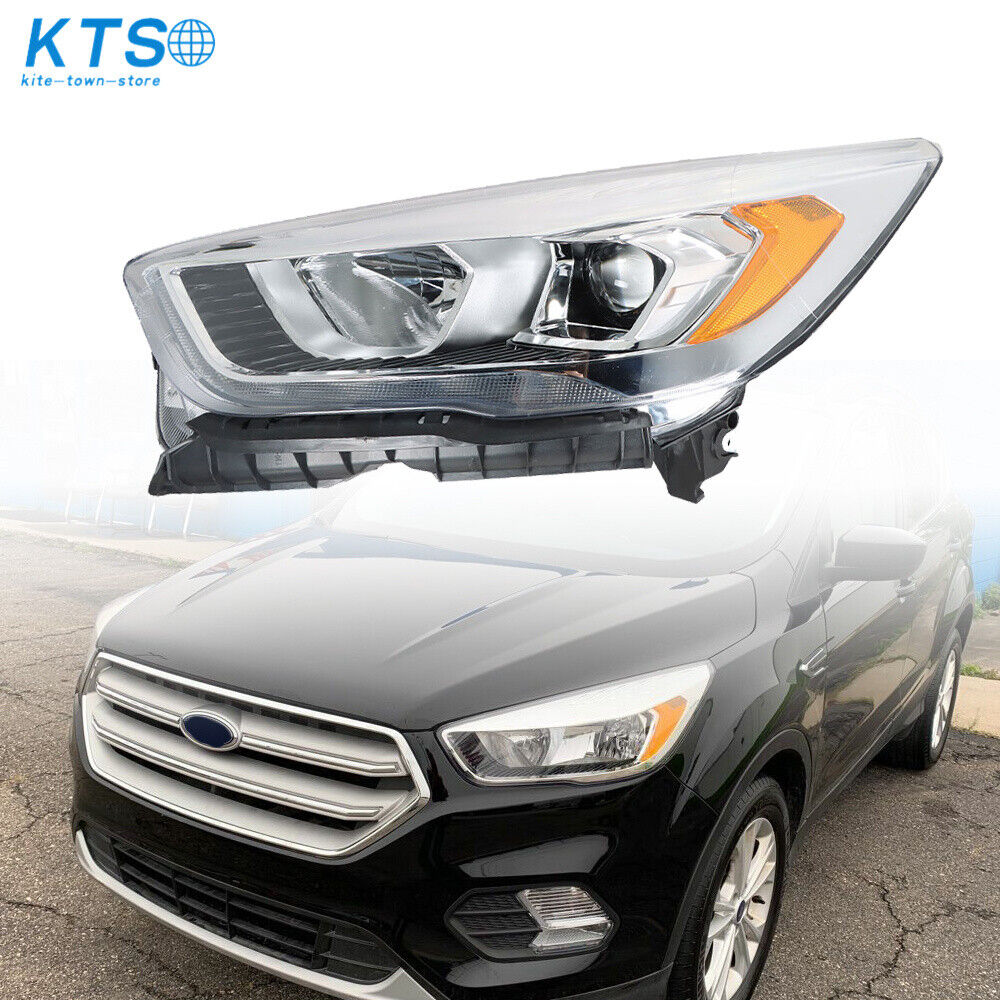 For 2017-2019 Ford Escape Halogen w/ LED DRL Chrome Clear Headlight Left Side