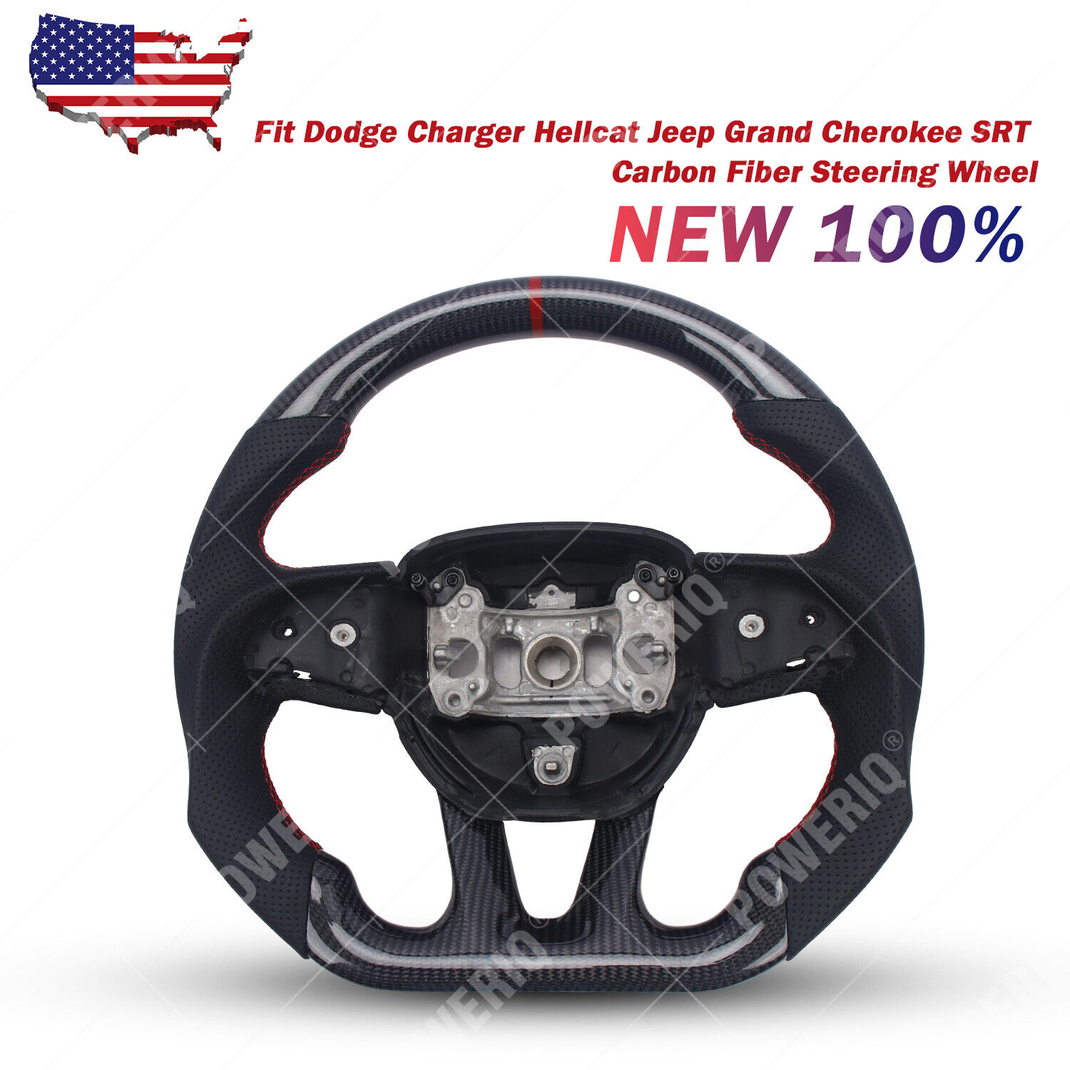 Fit Dodge Charger Hellcat Jeep Grand Cherokee SRT Carbon Fiber Steering Wheel