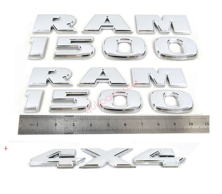3x OEM Chrome 1500 Plus  4X4 Emblems Badge 3D Logo for 1500 Letters A Genuine