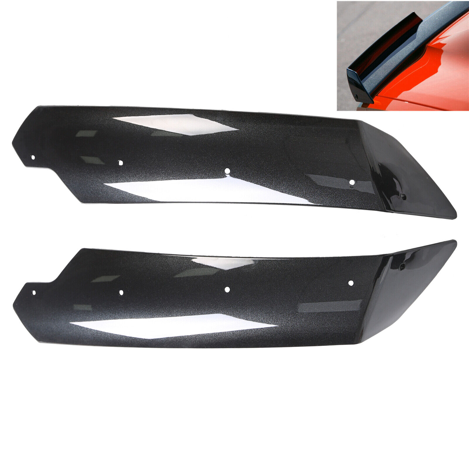 For Corvette C7 Z06 2014-19 Stage 2 Rear Carbon Flash Spoiler Lip Side Winglets