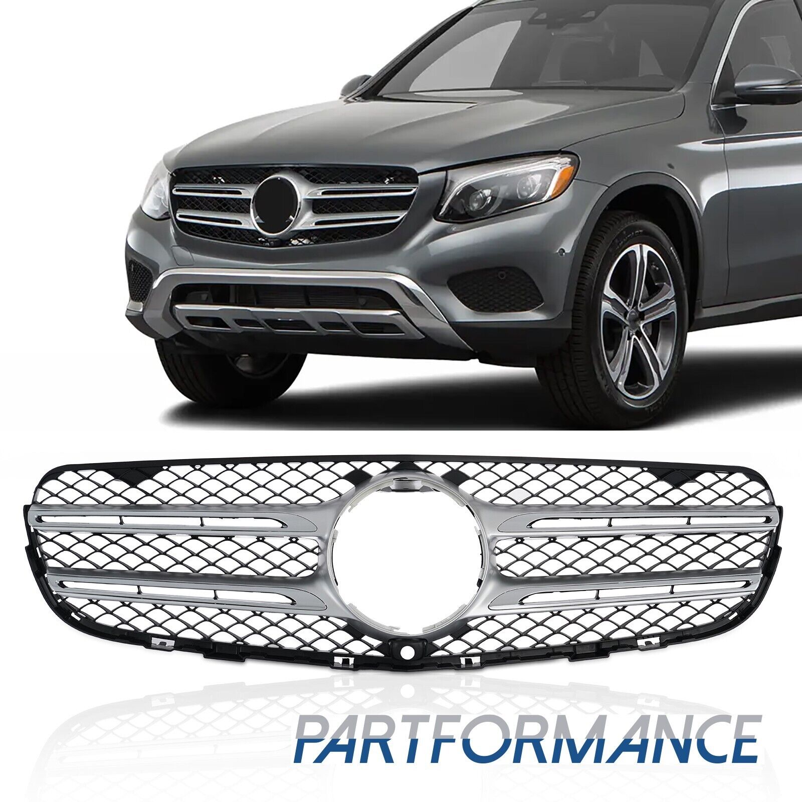 For 2016-2019 Mercedes Benz X253 GLC300 Chrome Front Upper Grille Radiator Grill