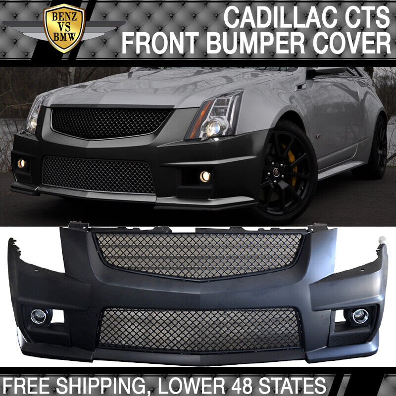 Fits 08-13 Cadillac CTS V-Style PP Front Bumper Cover Mesh Upper Lower Grille