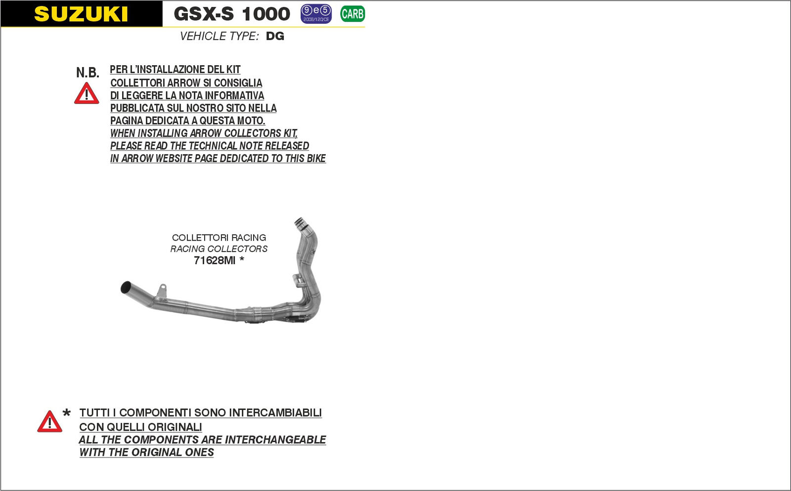 HEADERS RACING ARROW SUZUKI GSX-S 1000 2021-22
