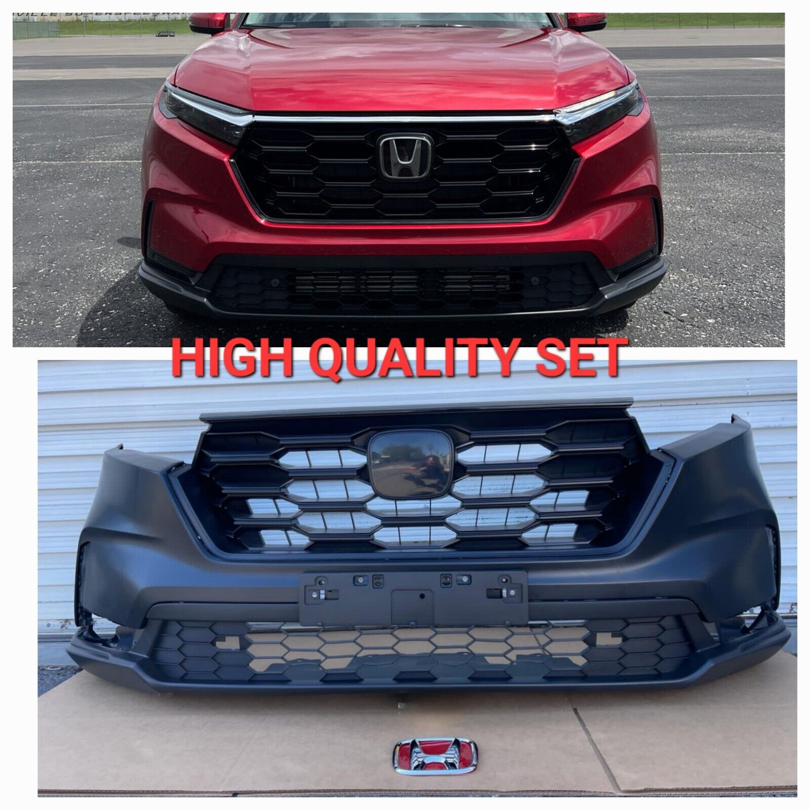 2023 2024 Honda CRV CR-V Front Upper Bumper Cover Complete Set 6pcs With EMBLEM 