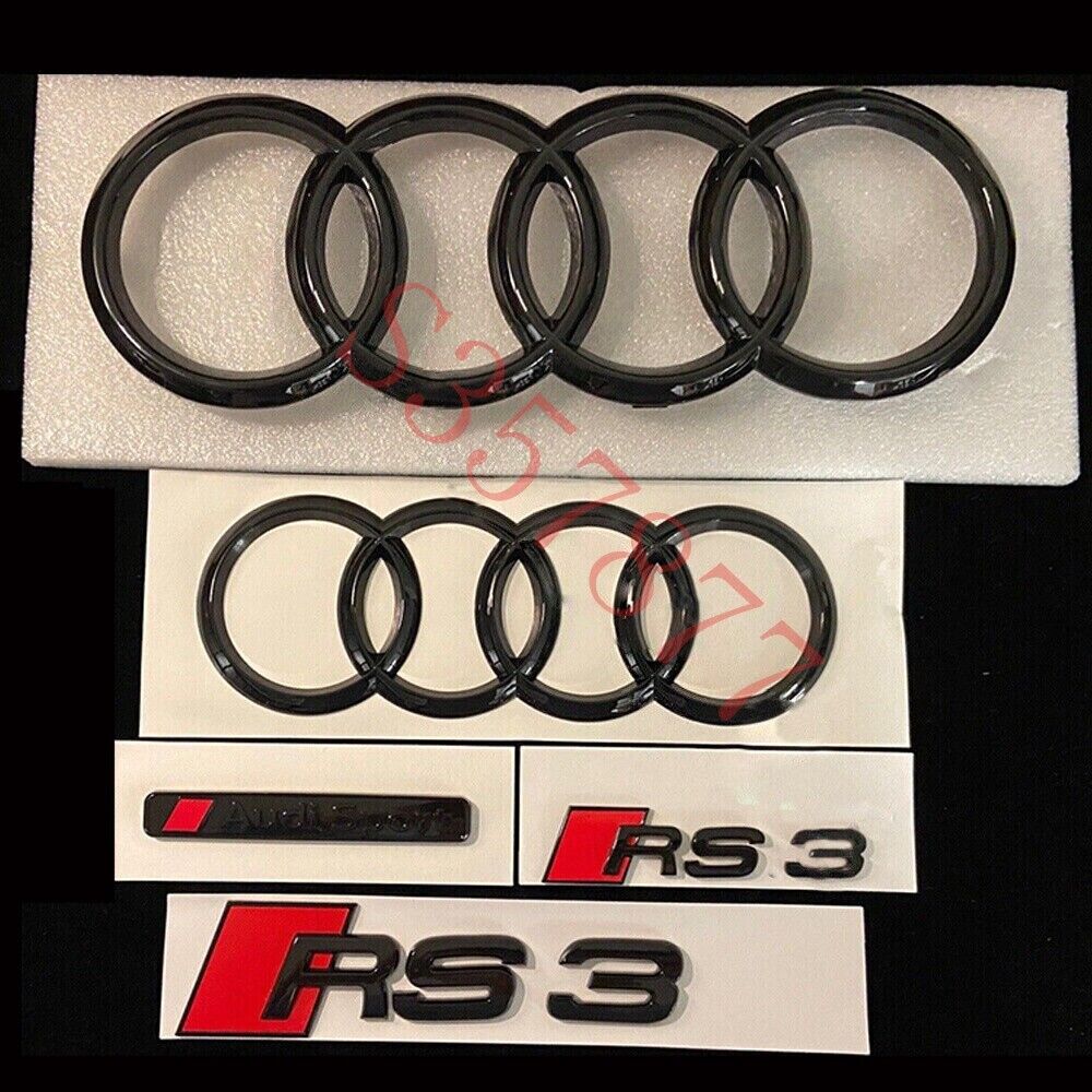 RS3 Gloss Black Badges Emblems Full Package For Audi RS3 8V