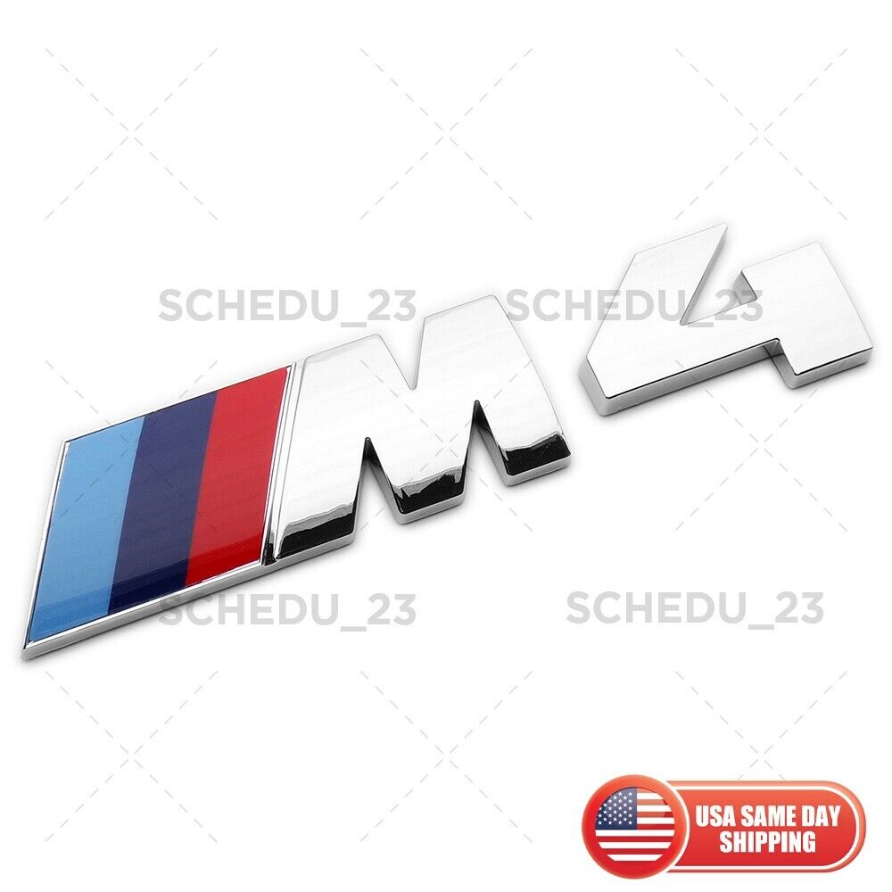 F82 F83 Chrome M4 Logo Emblem Badge Car Rear Trunk OEM ABS M Series Performance