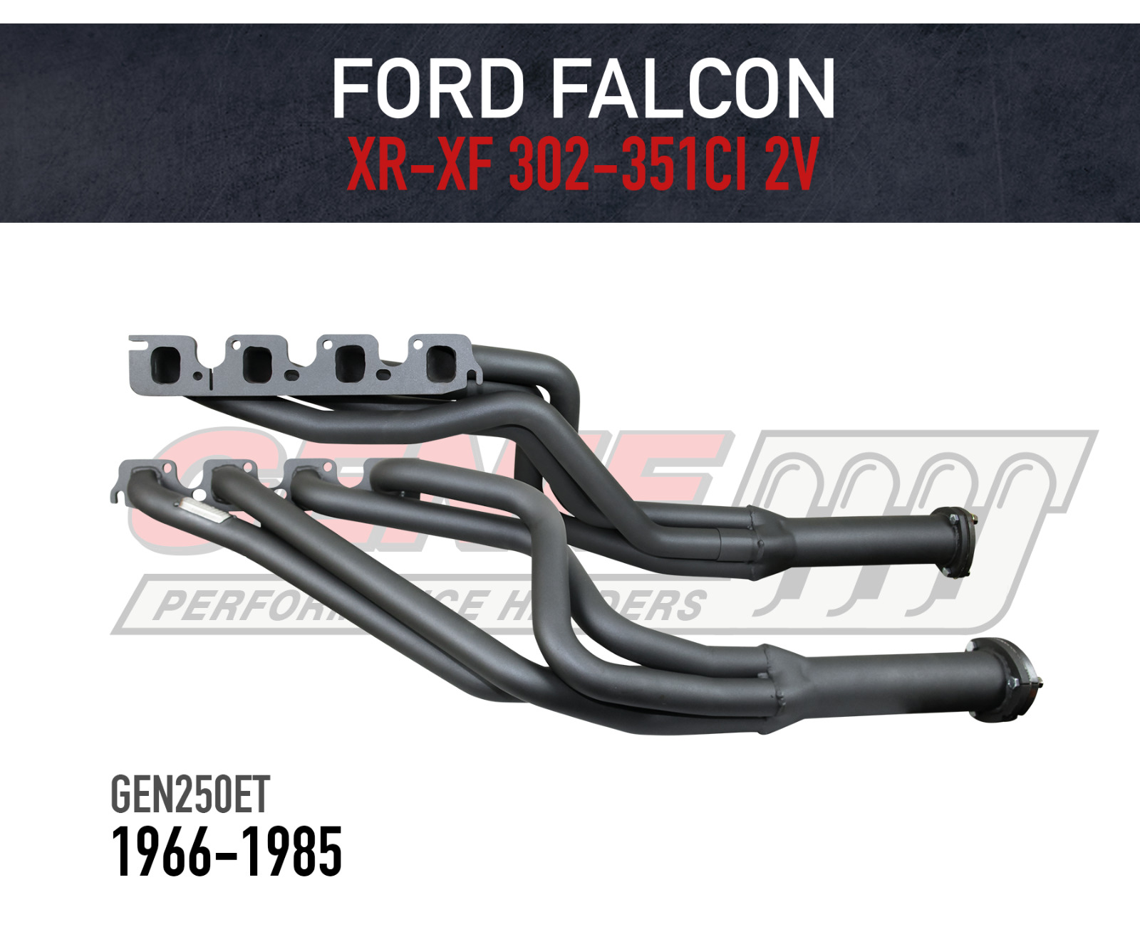Genie Headers / Extractors to suit Ford Falcon XR-XF V8 2V Heads - Tuned Length