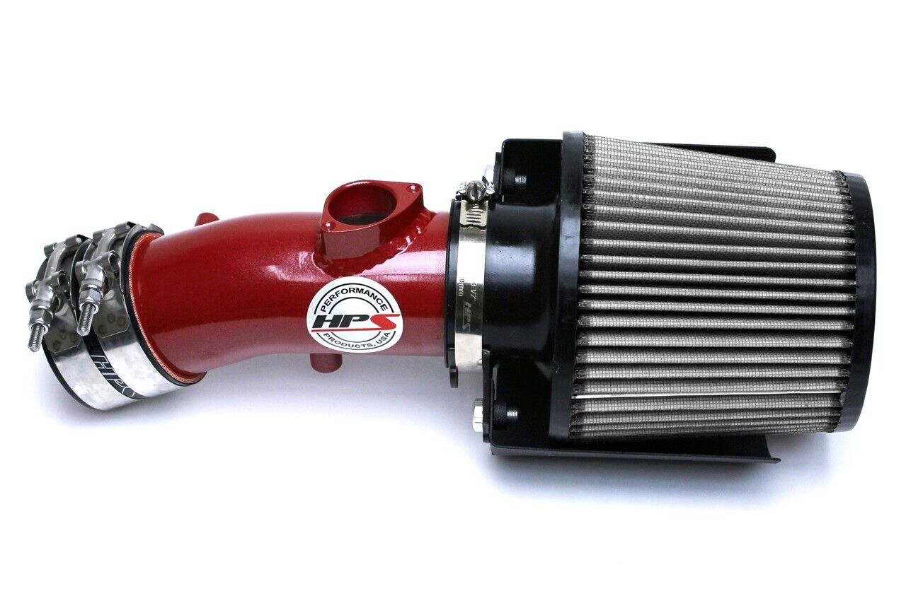 HPS Red Shortram Air Intake Heat Shield w/Filter For 12-13 Mazda 3 2.0 Skyactiv
