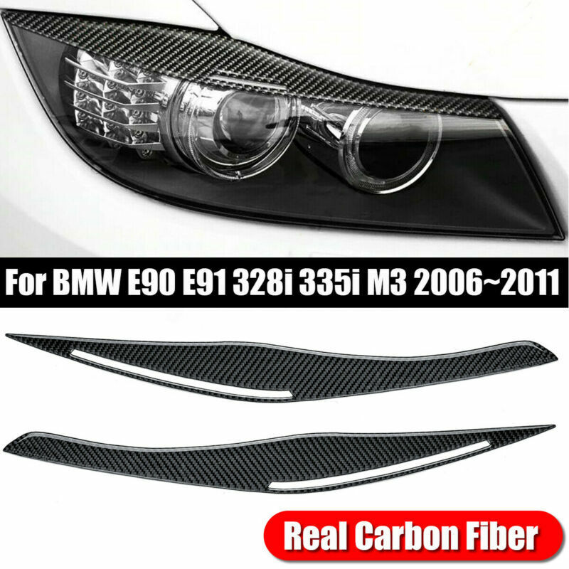 For E90/E91 328i 335i 2006-2011 Carbon Fiber Headlight Eyelid Eyebrow Cover
