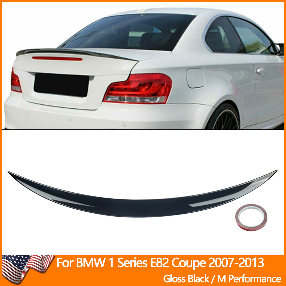 For 2007-13 BMW 1-Series E82 128i 135i Coupe Rear Trunk Spoiler Wing Gloss Black