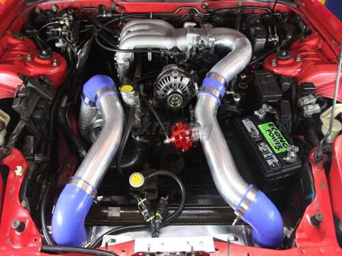 Top Mount Turbo + Intercooler Kit For Mazda RX-7 FD 13B Engine RX7 Black