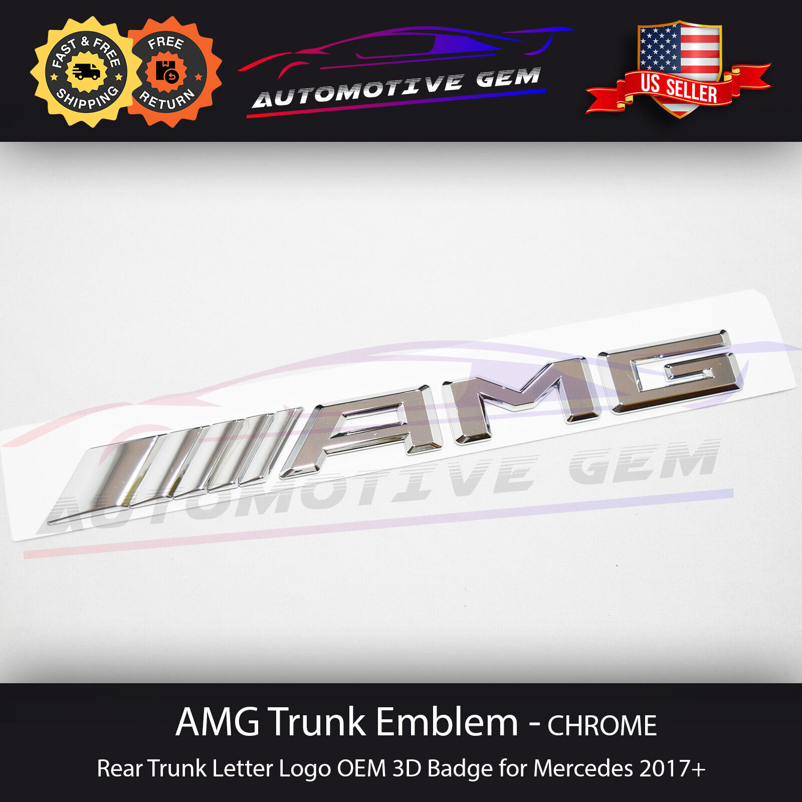 AMG Emblem Chrome Rear Trunk Letter Logo OEM 3D Badge for Mercedes 2017+