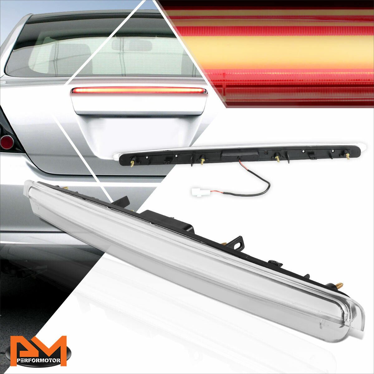 For 05-10 Scion tC 3D LED Bar Third 3RD Tail Brake Light Rear Stop Lamp Chrome