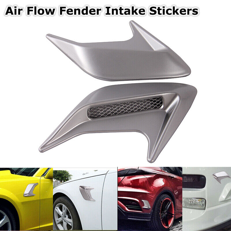 2x Car Auto Hood Side Vent Air Flow Fender Intake Decorate Stickers Mesh Covers