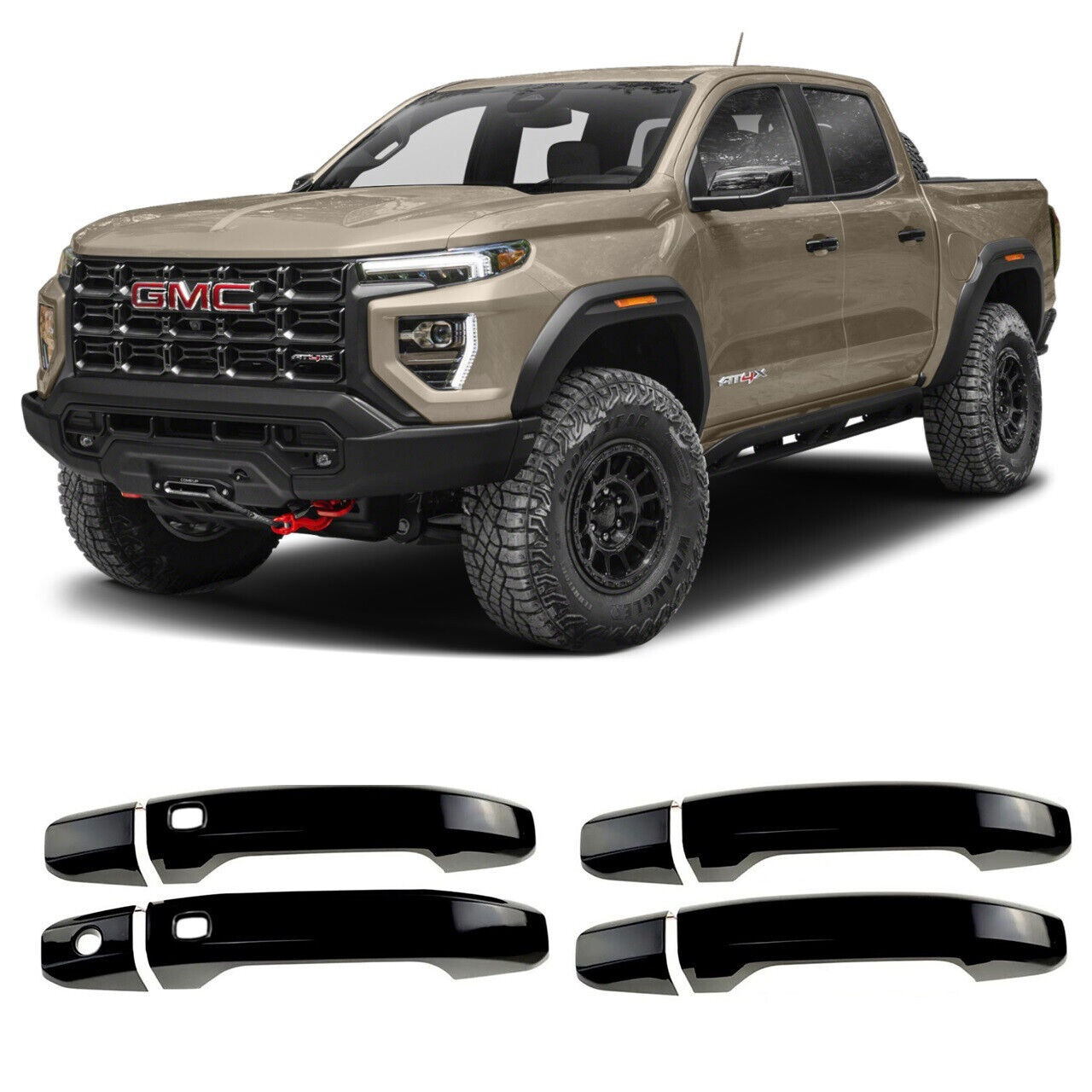 2023-2024 Chevy Colorado GMC Canyon GLOSS BLACK 4Dr Handle Covers W/ Front SMK