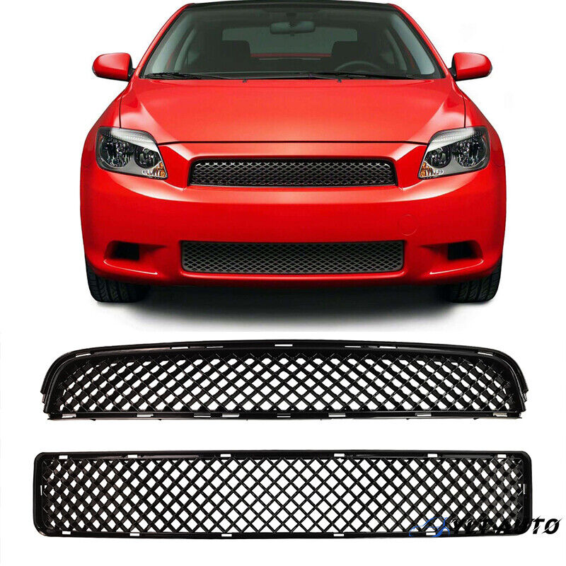 For 2005-2010 Scion tC Black ABS Front Upper and Lower Hood Grille Mesh Grill
