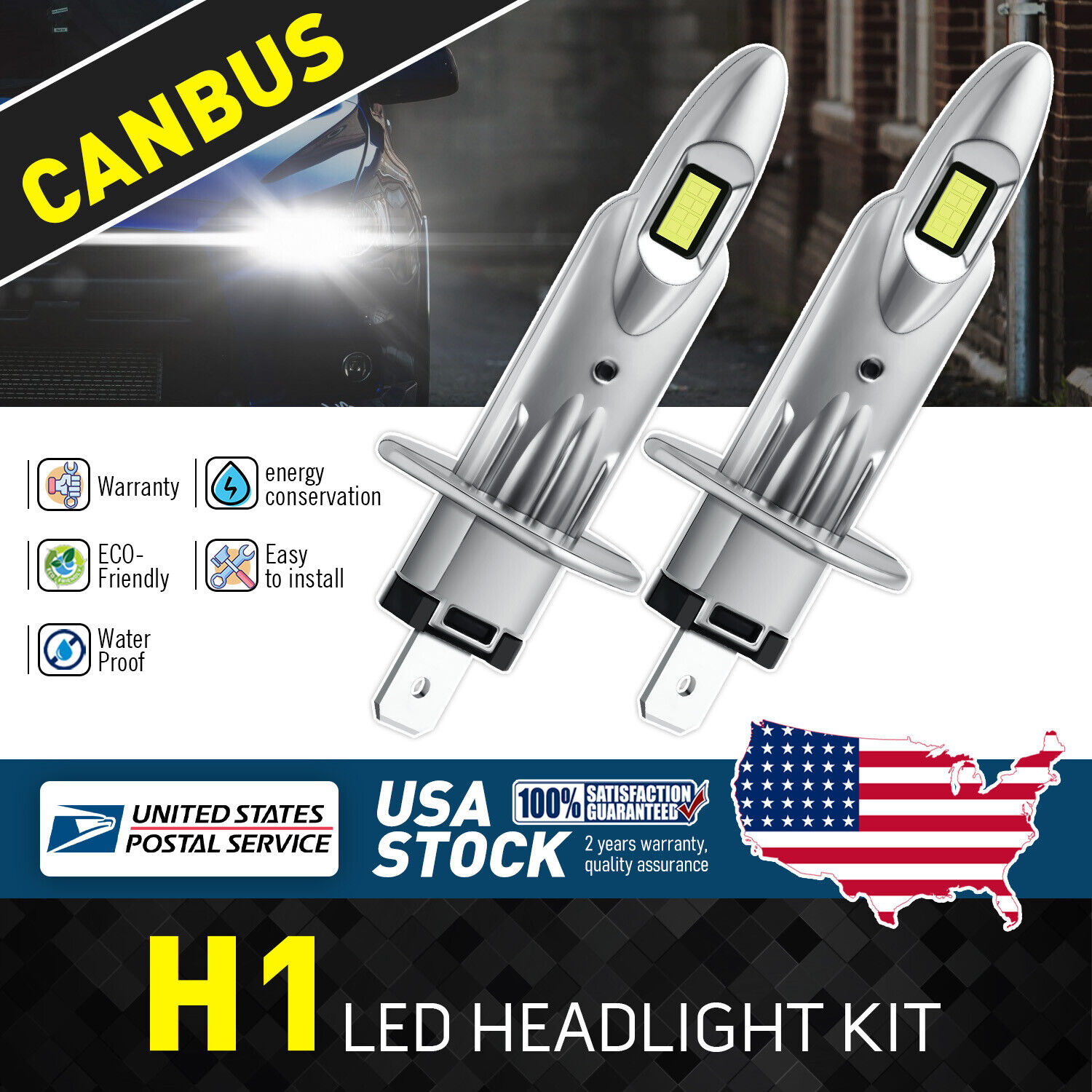 2x CANBUS H1 LED Headlight Bulbs High Beam Kit 6000K For Suzuki Reno 2005-2007