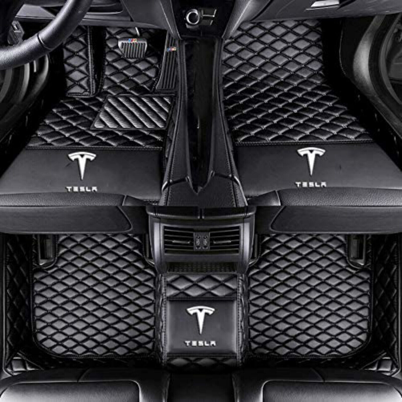 For Tesla-3-S-X-Y 2012-2024 Car Floor Mats Waterproof Luxury Custom Front Rear