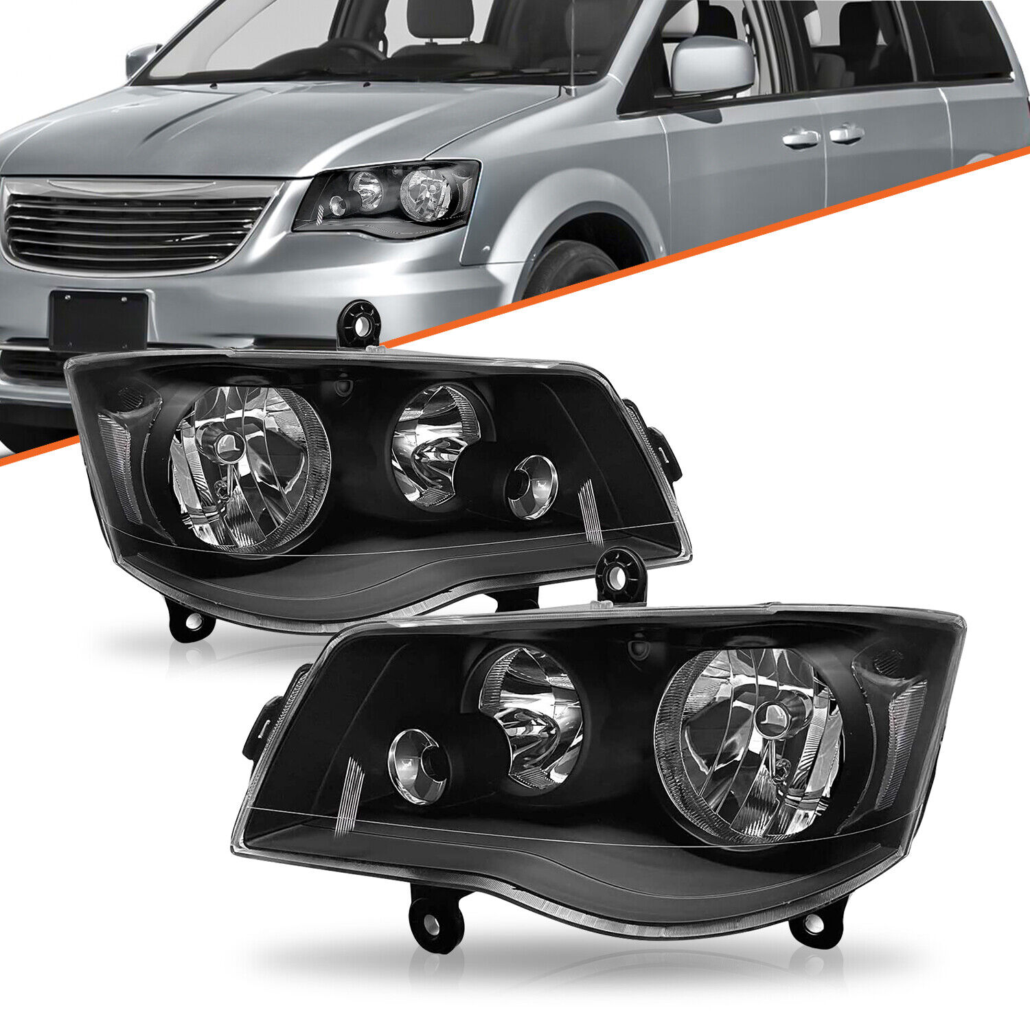 For 2011-2019 Dodge Grand Caravan 2008-2016 Chrysler Town&Country Headlights 2PC