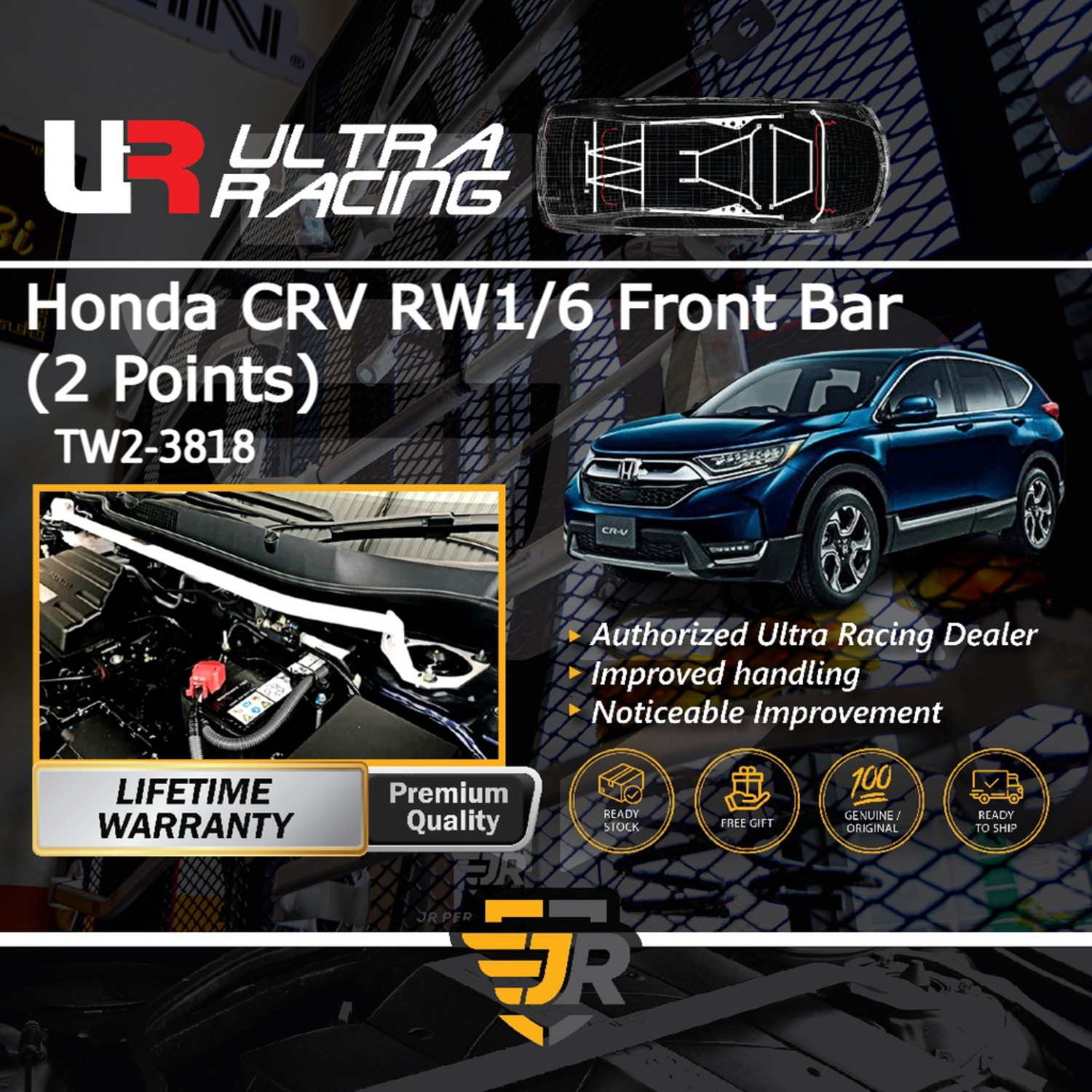 Honda CR-V CRV RW 2017 1.5T Front Strut Tower Bar 2 Points Vehicle Safety Bar