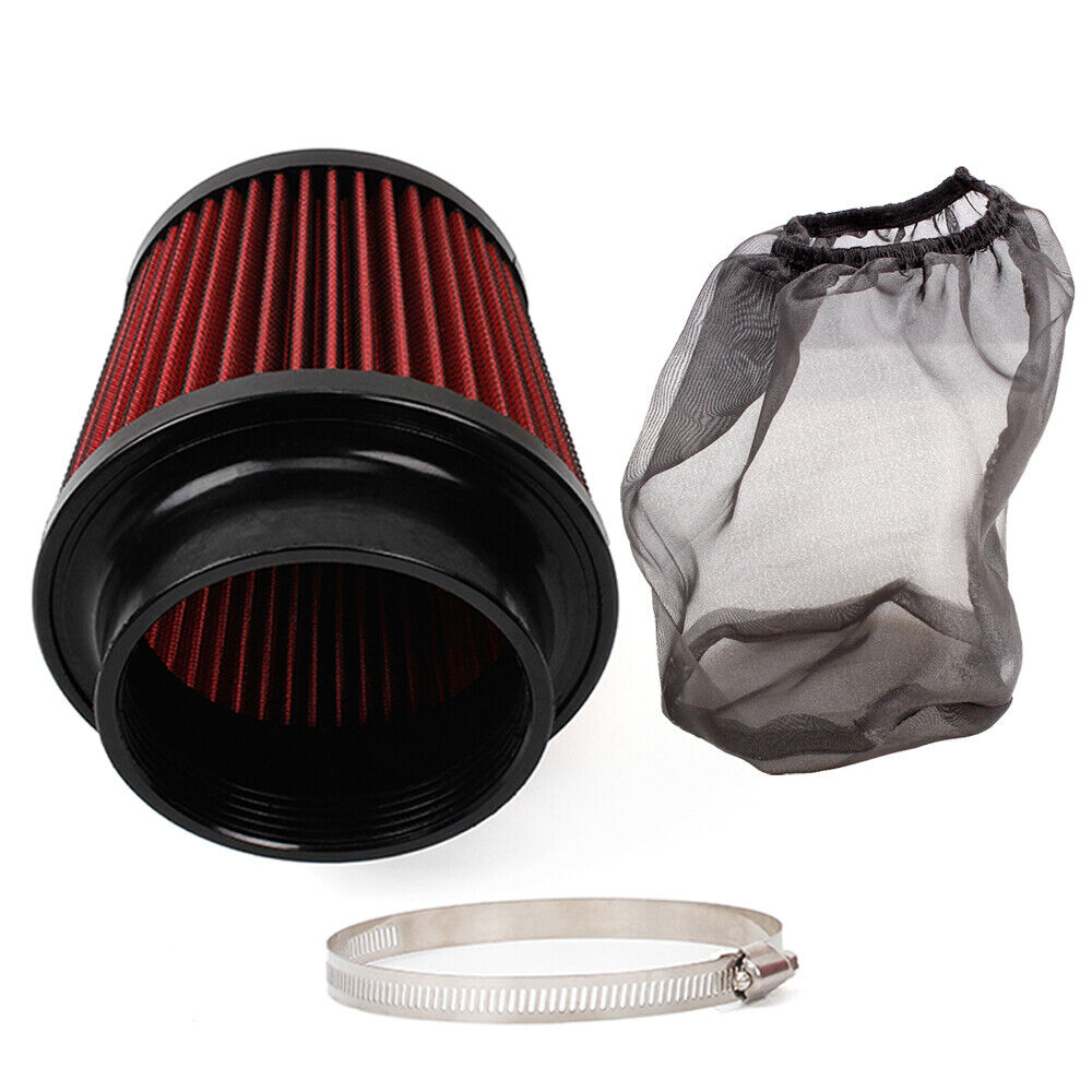4inch/100mm Red High Flow Inlet Cold Air Intake Cone Replacement Dry Air Filter