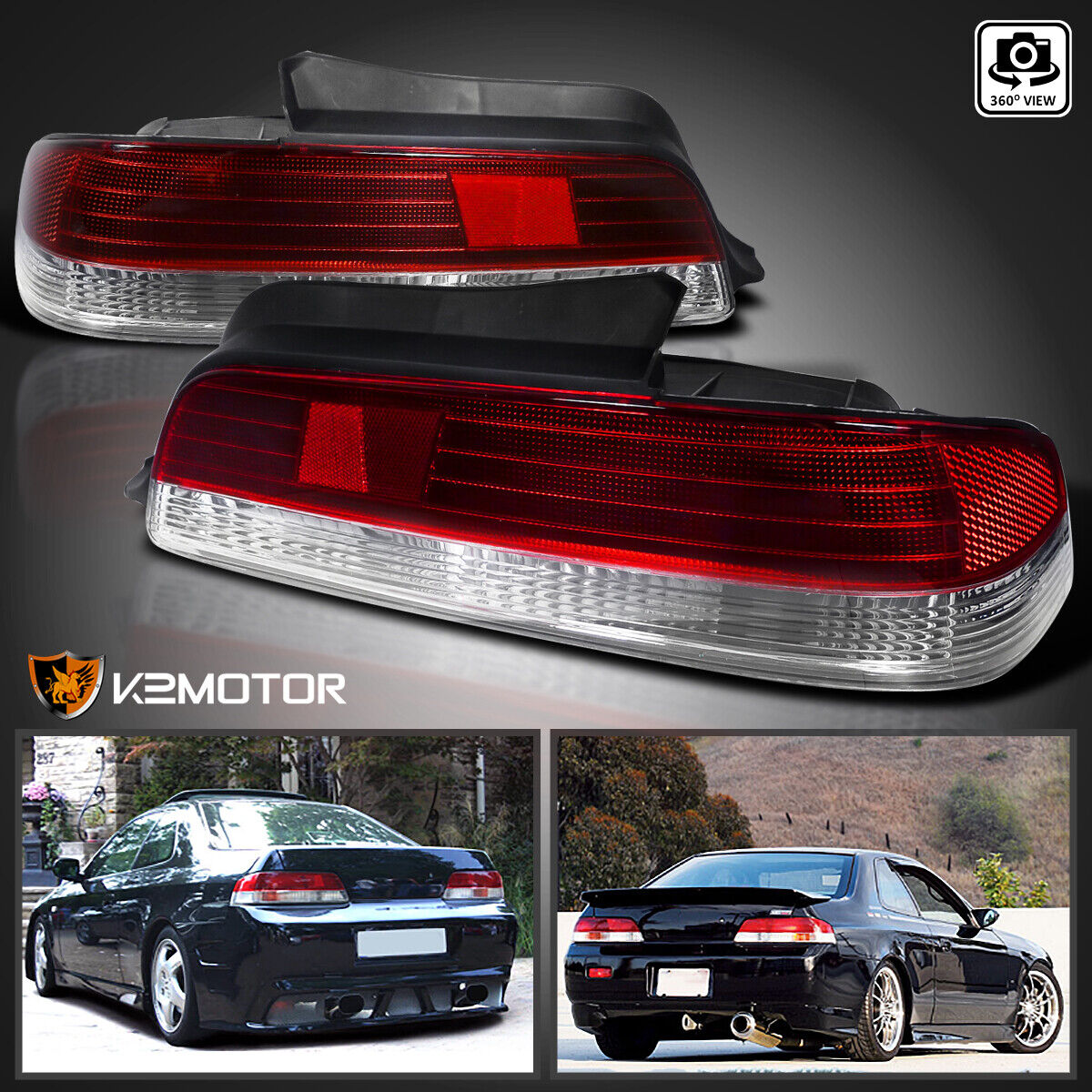 Red/Clear Fits 1997-2001 Honda Prelude Tail Lights Brake Lamps Left+Right 97-01