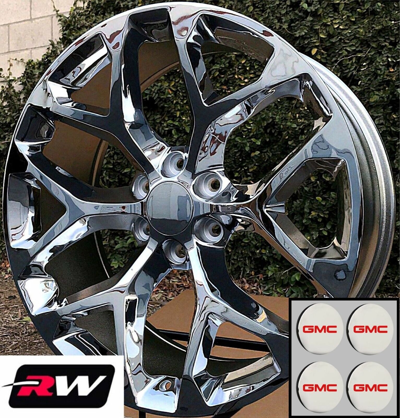 20 inch GMC Sierra 1500 OE Replica Snowflake Wheels Chrome Rims 20 x9