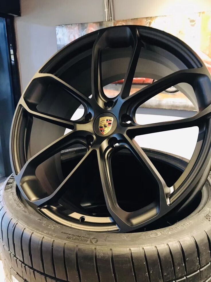 22'' Wheels fit Porsche Cayenne Panamera Satin Black with Tires Sports TPMS New