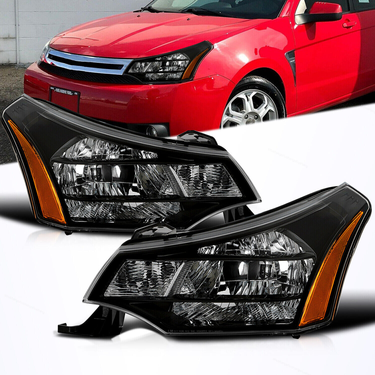 Halogen Headlights Left+Right Fit 08-11 Ford Focus S | SE | SES | SEL Factory