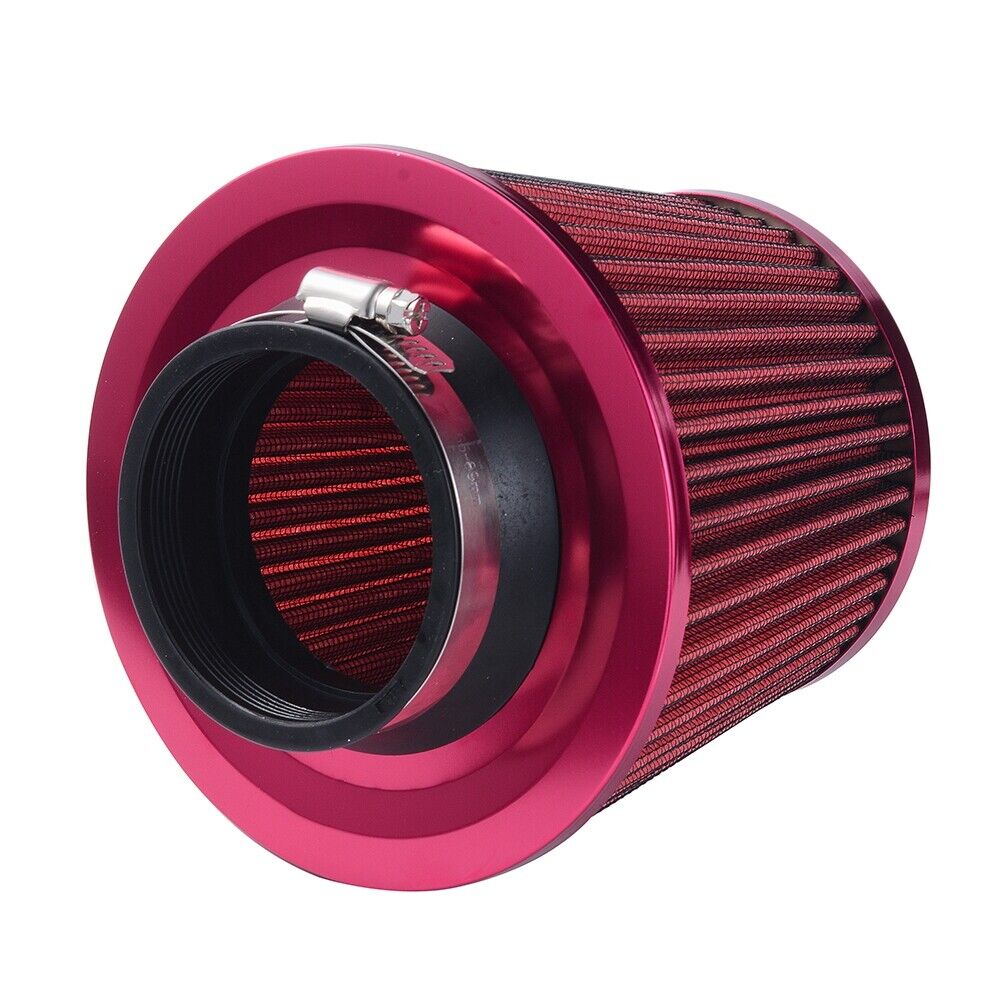75mm Universal Fit Car Cold Air Intake Round Cone Filter KN Type, Red