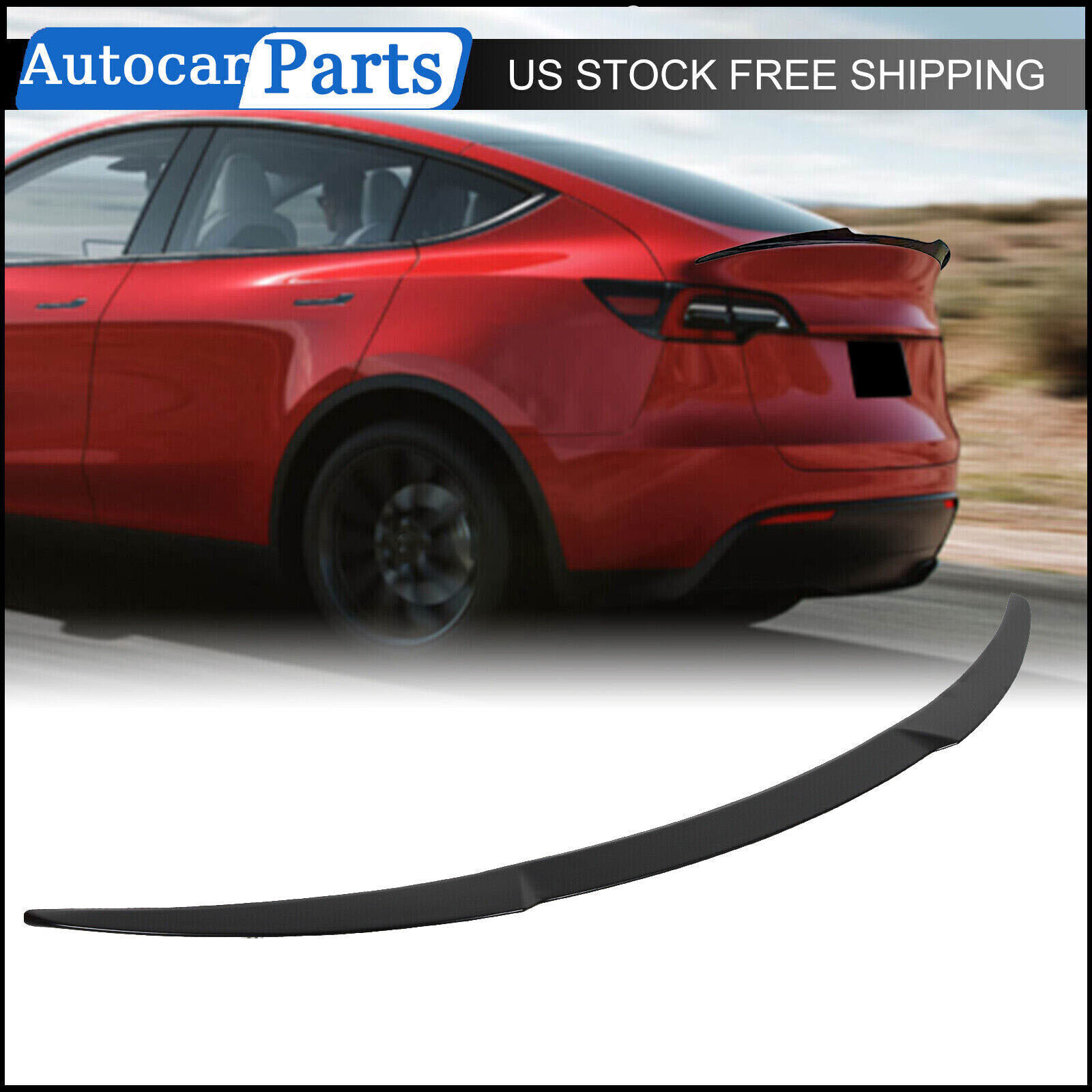 For 2020-2023 Tesla Model Y Matte Black V Style Rear Trunk Lid Spoiler Wing