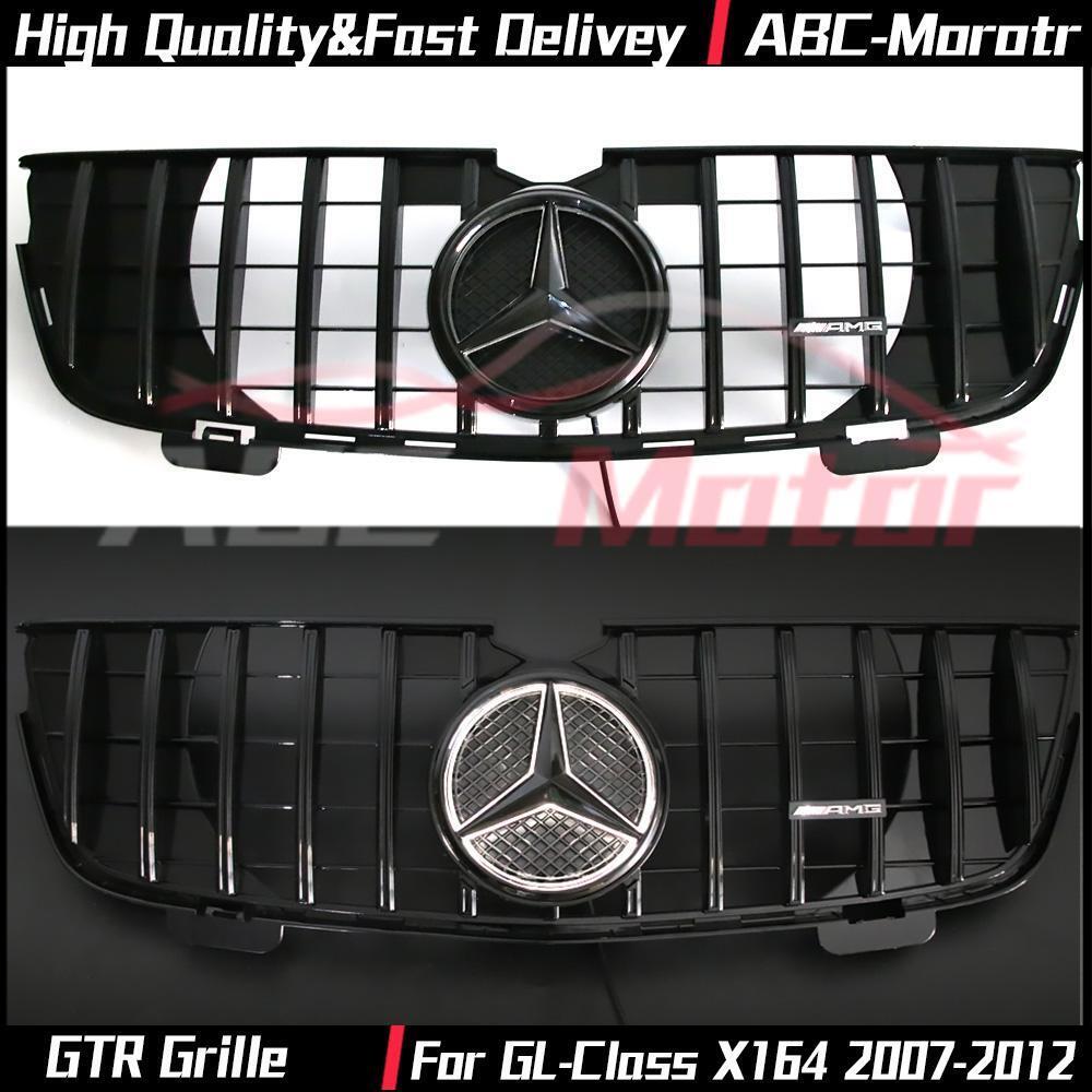 For Benz GL-Class X164 2007-2012 GL320 GL350 GL450 Black GTR Grille W/LED Emblem