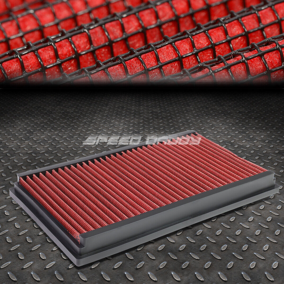 FOR JAGUAR S-TYPE/XF/XJR RED REUSABLE/WASHABLE DROP IN AIR FILTER PANEL