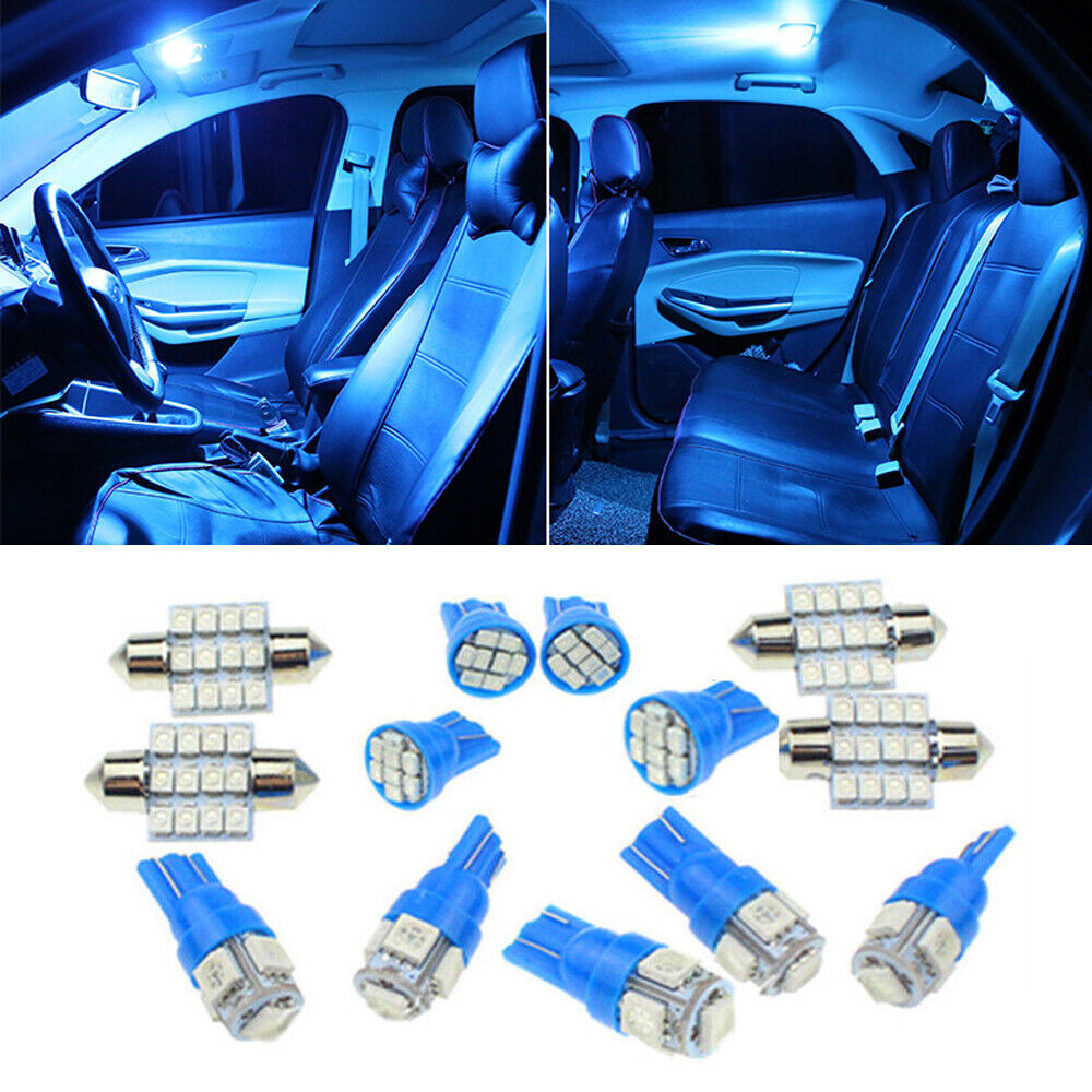 13Pcs T10 31mm Car LED Interior Lights Kit Ice Blue Dome Map License Plate Bulbs