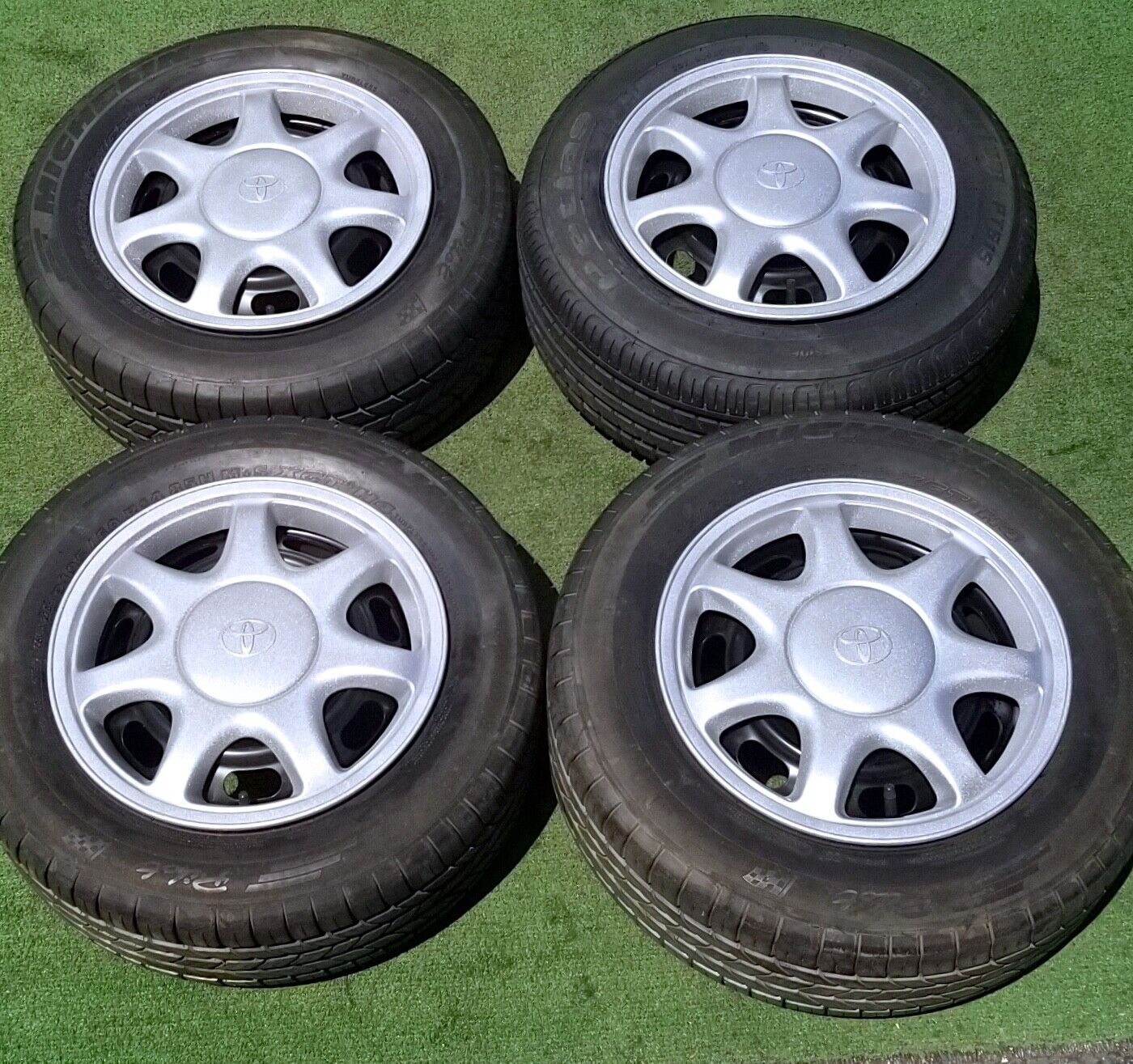 Factory Toyota MR2 Wheels Tires Hubcaps Covers Set 4 OEM 1989 thru 2000 5 Lug
