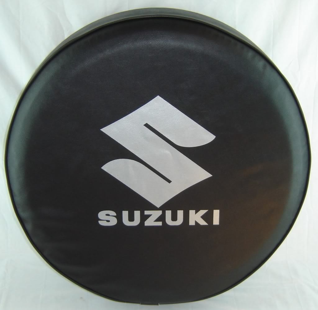 SpareCover® ABC Series - SUZUKI Silver Metallic logo Tire Cover HD Tuxedo Black