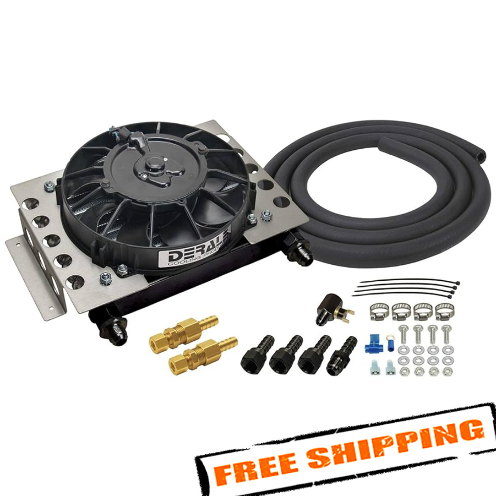 Derale 15950 15 Row Atomic Cool Plate & Fin Remote Transmission Cooler Kit, -8AN