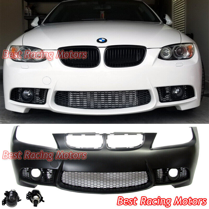 For 2007-2010 BMW E92 2dr 3-Series M3 Style Front Bumper + Glass Projector Fog