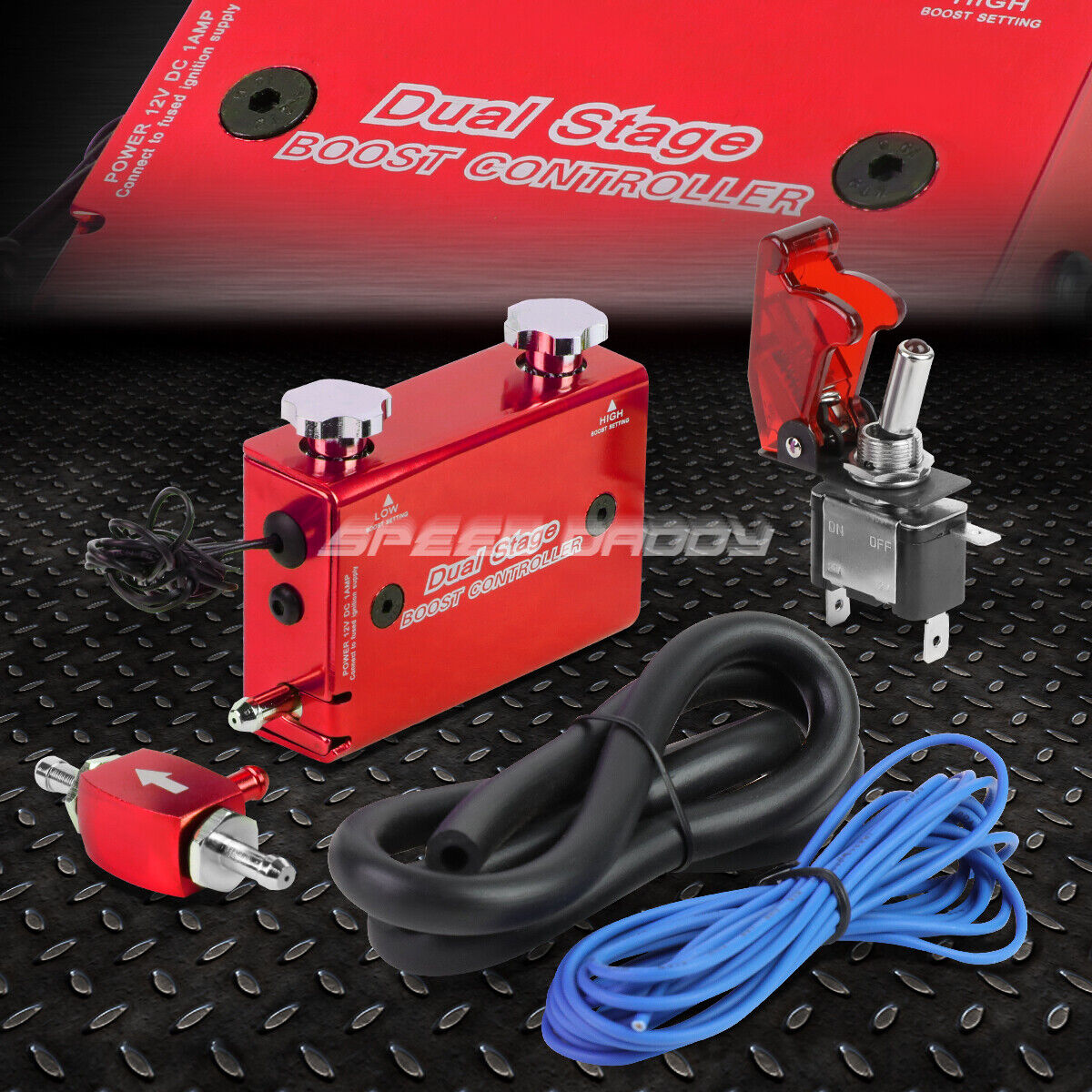 RED DUAL STAGE ELECTRONIC TURBO/TURBOCHARGER PSI BOOST CONTROLLER KIT/W SWITCH