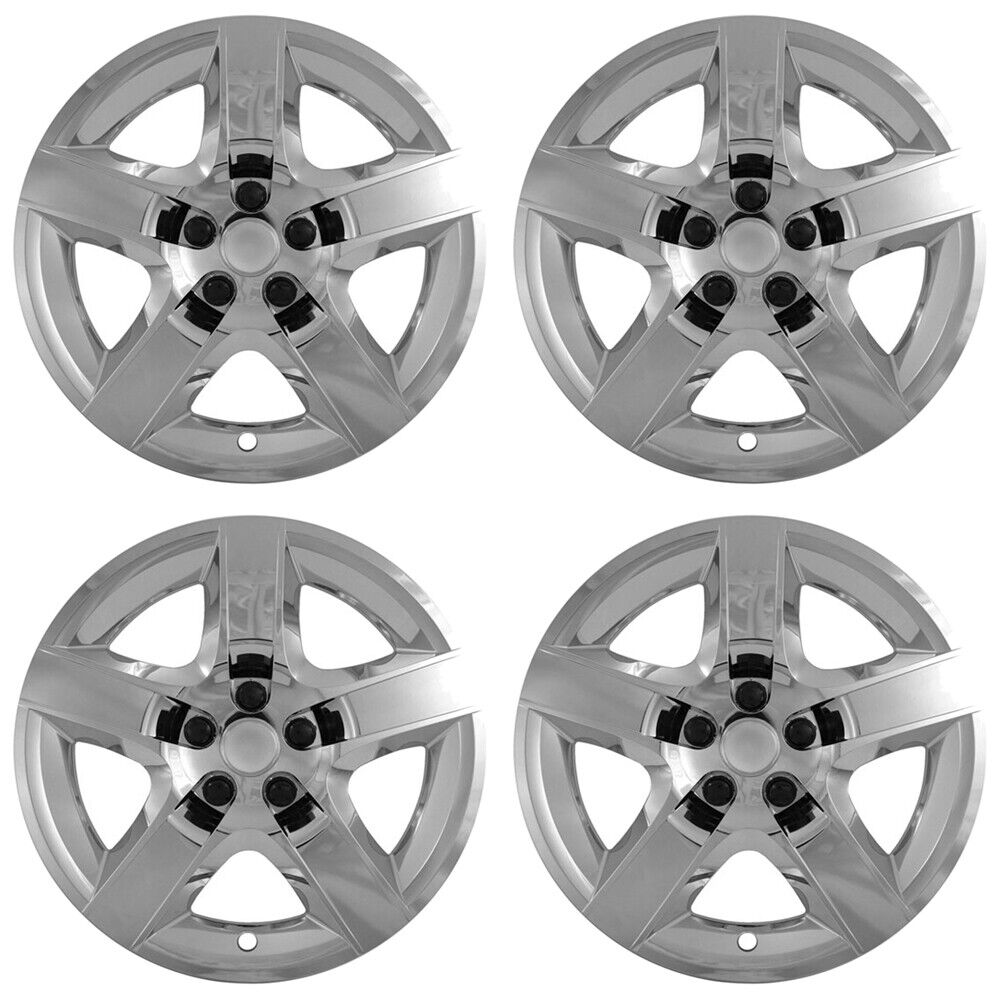 4 New CHROME 07-12 MALIBU G6 AURA 17' Bolt On hubcaps 5 Spoke Rim Wheel Covers