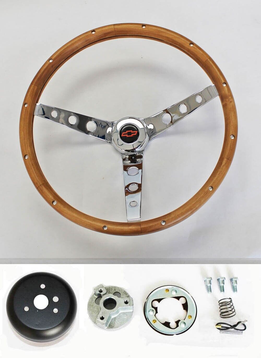 1955-1956 Chevrolet Bel Air 150 210 Grant Wood Steering Wheel Red/Black 15\
