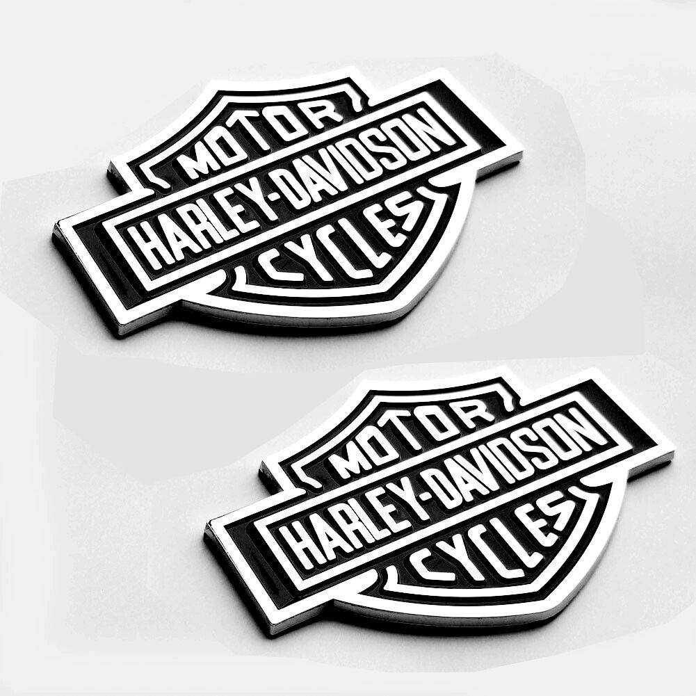 2pack Harley Davidson Fuel Tank Emblem Badge fits Dyna Sportster Street Chrome